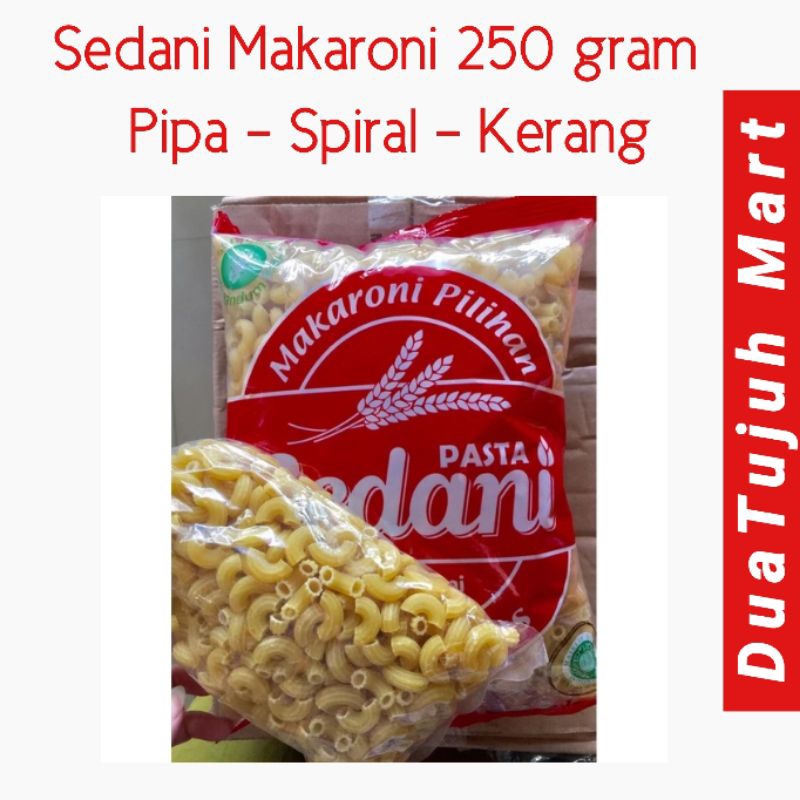 Jual Sedani Makaroni kemasan 250 gram Repack/Pipa/Spiral/Kerang ...