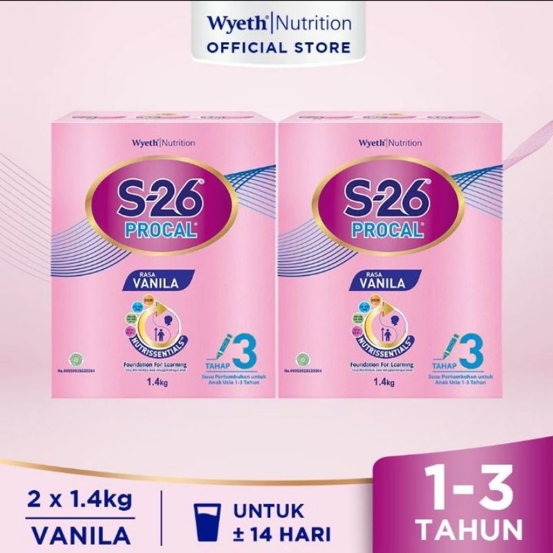 Jual S26 PROCAL VANILA TAHAP 3 1400 GRAM ISI 2 BOX | Shopee Indonesia