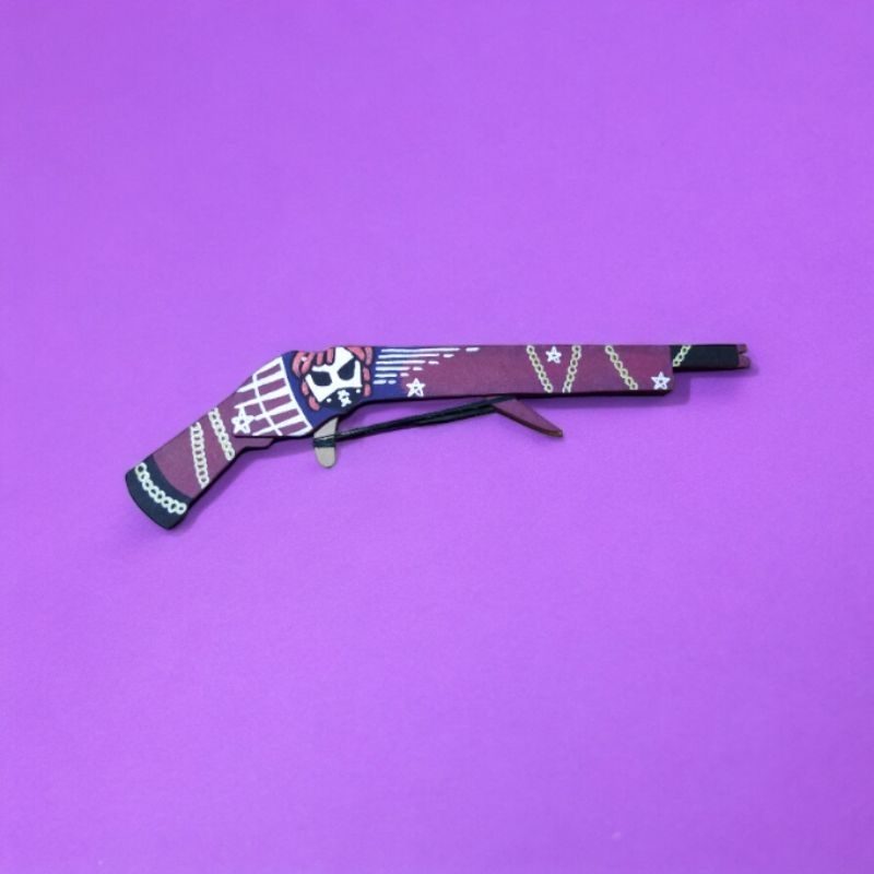 Jual Pistol mainan kayu SG Ungu Rapper FF tembakan karet | Shopee Indonesia