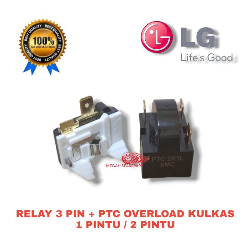 Jual (1 set ) Relay 3 pin + Overload kulkas LG 1 pintu / 2 pintu ...