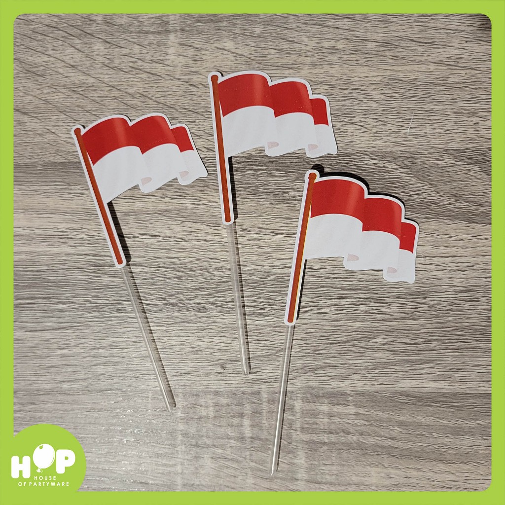 Jual Cake Topper Bendera Merah Putih 17 Agustus Hut Kemerdekaan Ri