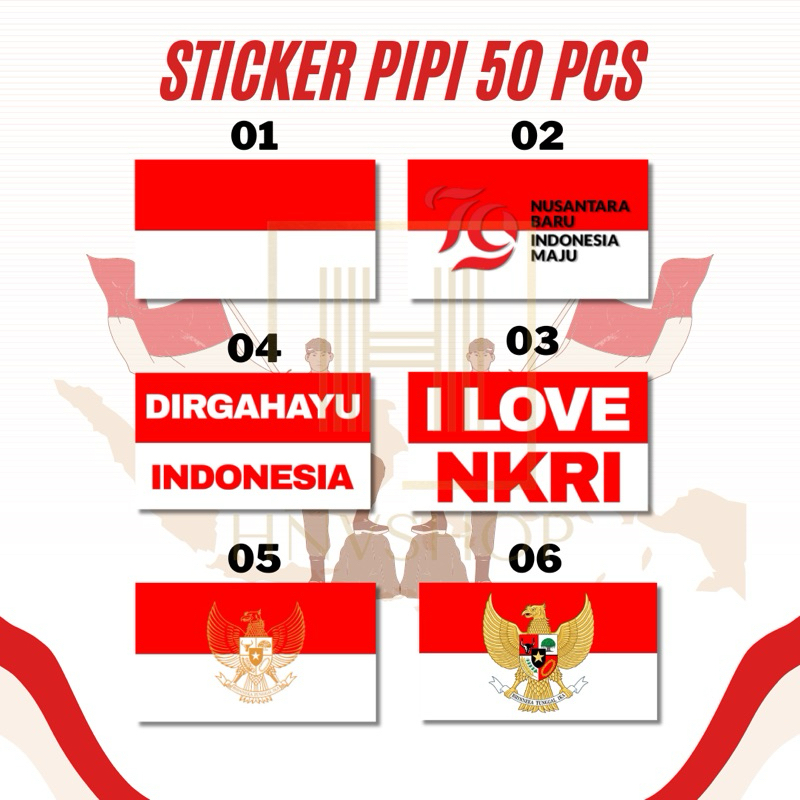 Jual 50PCS STICKER PIPI MERAH PUTIH HUT RI KEMERDEKAAN AGUSTUSAN ...