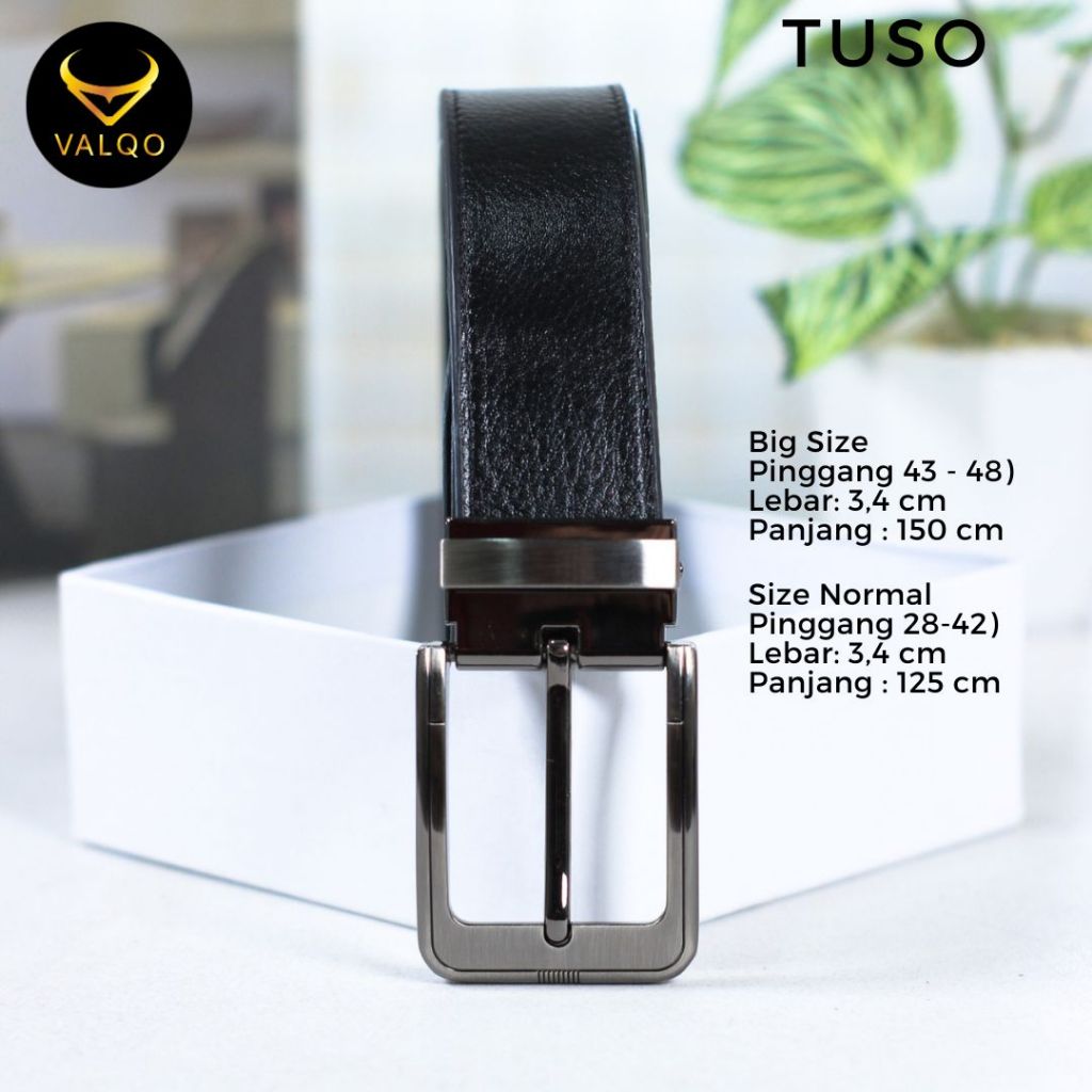 Jual VALQO TUSO Hitam Ikat Pinggang Kulit Sabuk kulit sapi Pria Gesper ...