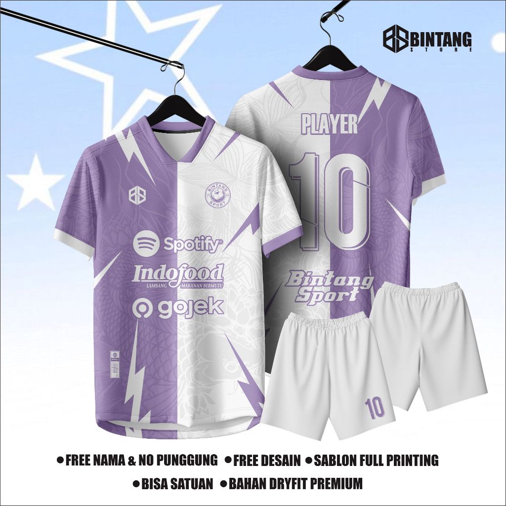 Jual Jersey Futsal printing jersey bola printing PURPLE KOI SPLASH