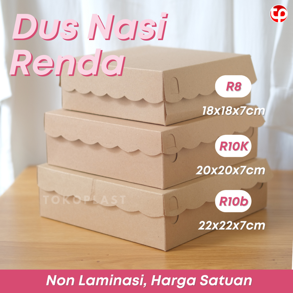 Jual (GROSIR) DUS NASI KOTAK RENDA R8 R10K R10B 18X18 20X20 22X22 MIKA ...