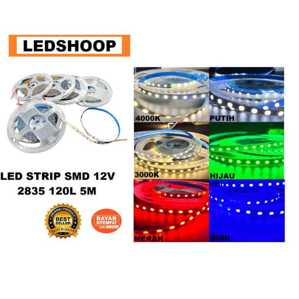 Jual LAMPU LED STRIP 2835 12V 120Lp 1 Roll/5 Meter LED HIAS DEKORASI ...