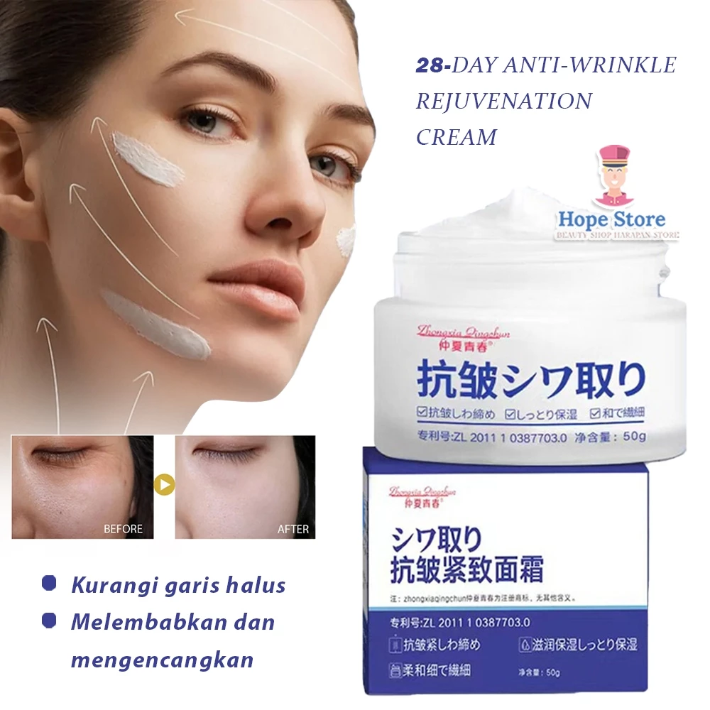 Zhongxia Qingchun Krim Pelembab Wajah Mengencangkan Kulit Wajah Anti Penuaan 50gr | AutoStock