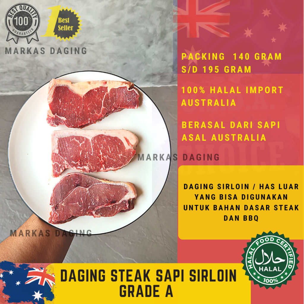 Jual Daging STEAK Sapi AUS SIRLOIN Steak Beef Impor Grade A HALAL ...