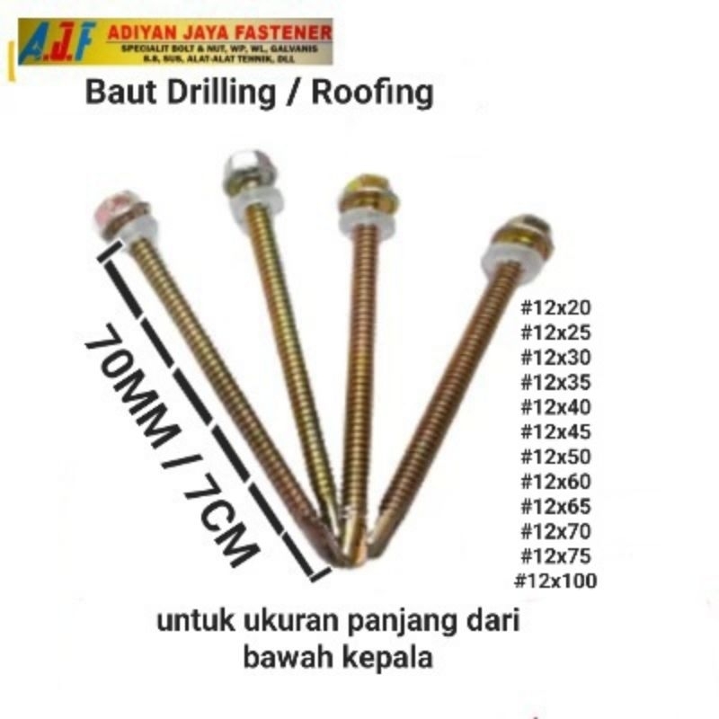 Jual BAUT ROOFING / DRILLING / BAUT SPANDEX 12x75 KUNCI SHOK 8 ( 50pcs ...