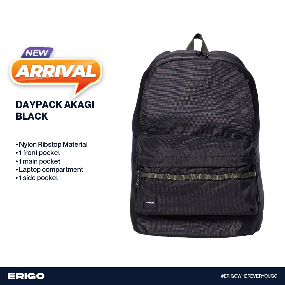 Jual Erigo Daypack Akagi Black Unisex Shopee Indonesia