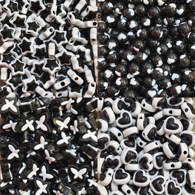 Jual MANIK-MANIK WARNA HITAM BERBAGI BENTUK (BLACK SERIES BEADS