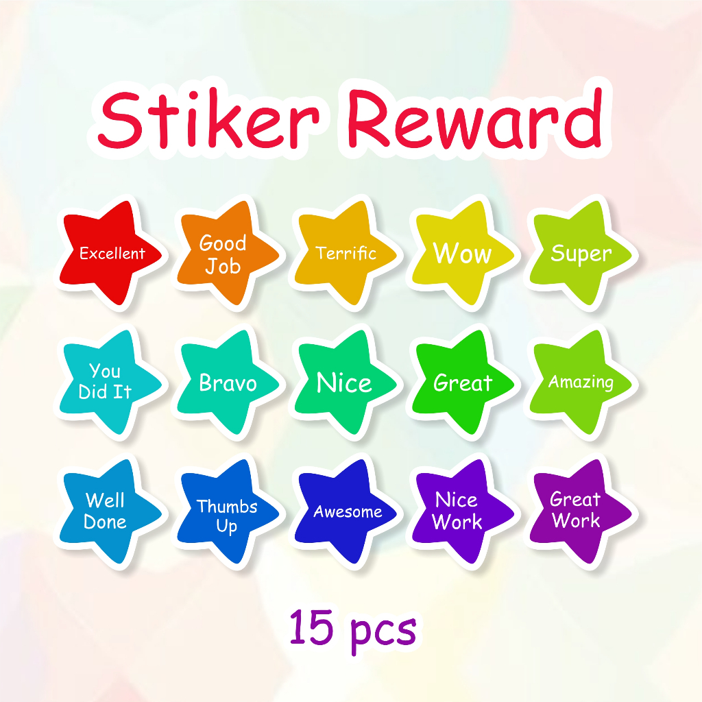 Jual 15 Pcs Star Reward Sticker Anak / Stiker Hadiah Penghargaan Untuk