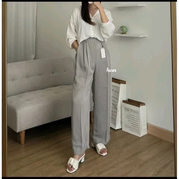 Loose Pants 332 PREMIUM Trousers Wanita Anti Kusut Celana Kulot Highwaist Wanita Bahan Jatuh