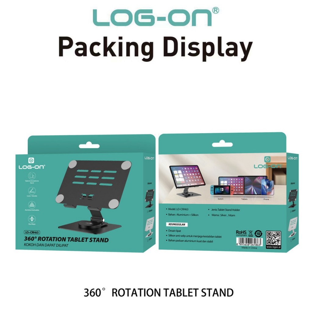 Jual LOG-ON Stand Holder Smartphone / Tablet Aluminium 360° Rotation LO ...