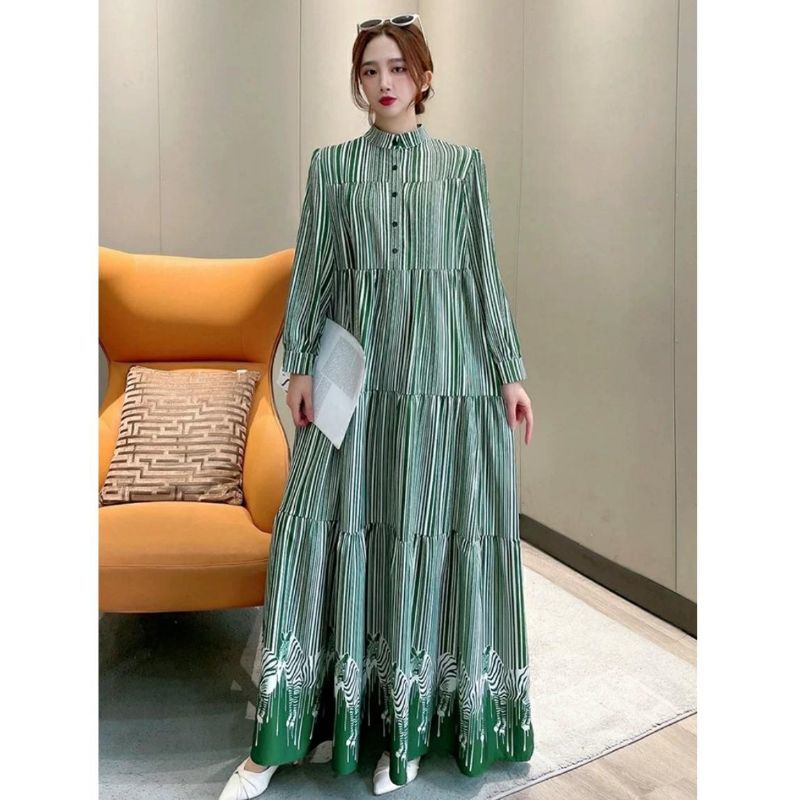 Jual Eclaire Dress Maxi Korea Wanita Leyanka Shopee Indonesia