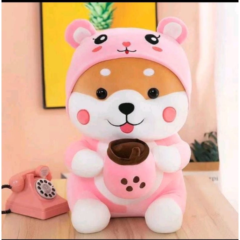 Jual Kawaii Cartoon cute soft Milk Tea shiba Inu Boneka Lucu Shiba ...