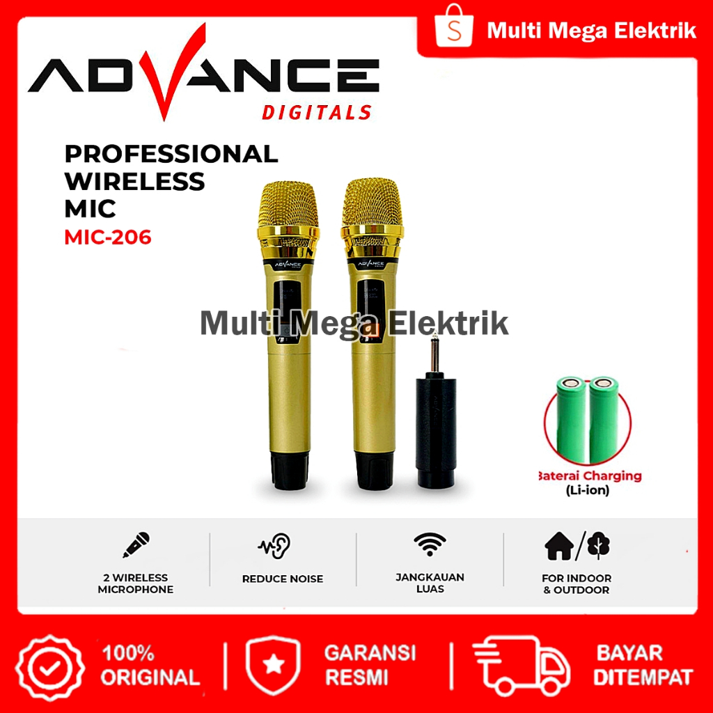 Jual [COD] ADVANCE MIC-206 ADVANCE MIC WIRELESS/MICROPHONE/MIC DOUBLE ...