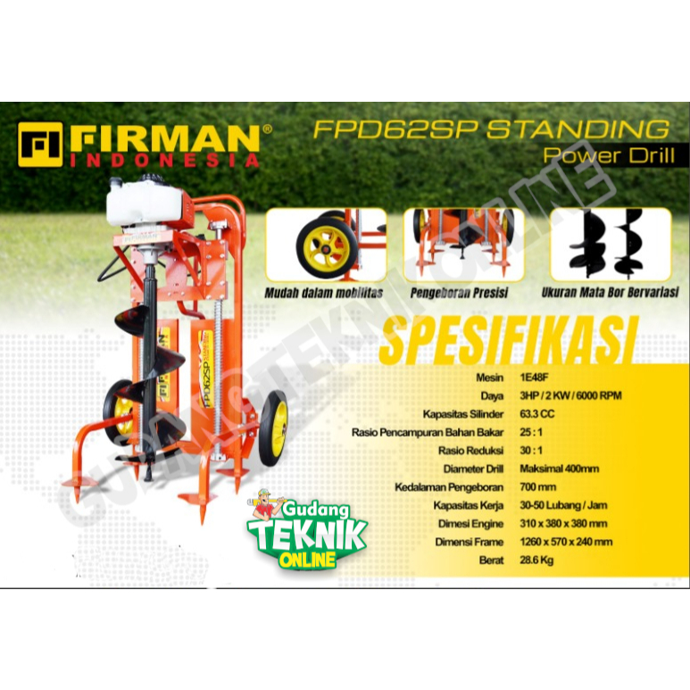 Jual (FIRMAN FPD62SP STANDING) Mesin Bor Tanah Dorong Roda STANDING ...
