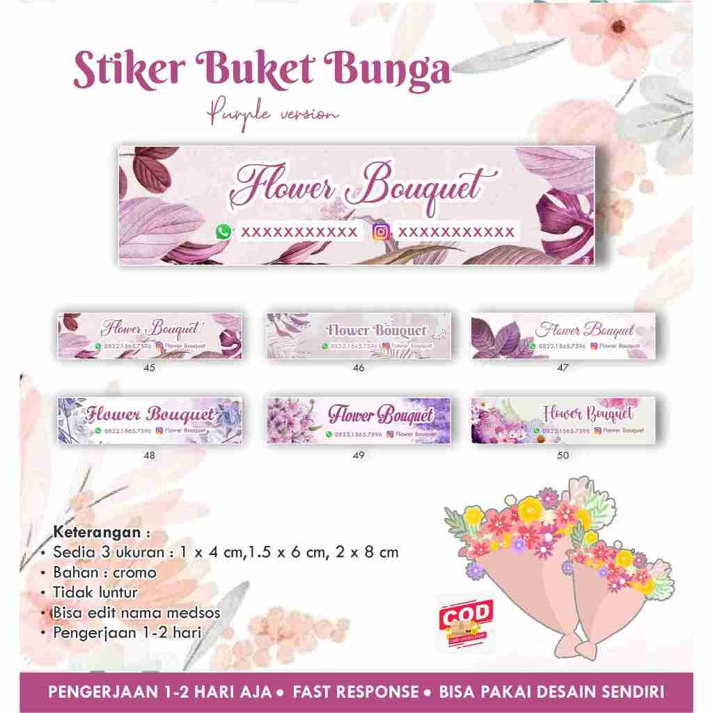 Jual [145 pcs] Stiker Bunga / Buket / Bouquet / Flower PURPLE | Shopee ...