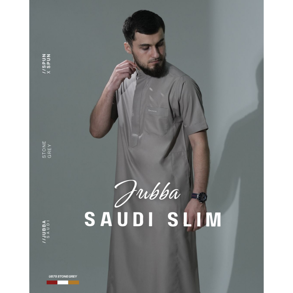 Jual SAMASE Jubba Saudi Slim Fit Lengan Pendek Kerah Kemeja U075 Spun ...