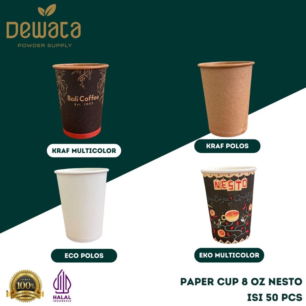 Jual Paper Cup Nesto 8 OZ ( 50 Pcs ) + Lid Paper Cup 8 OZ ( 50 Pcs ...