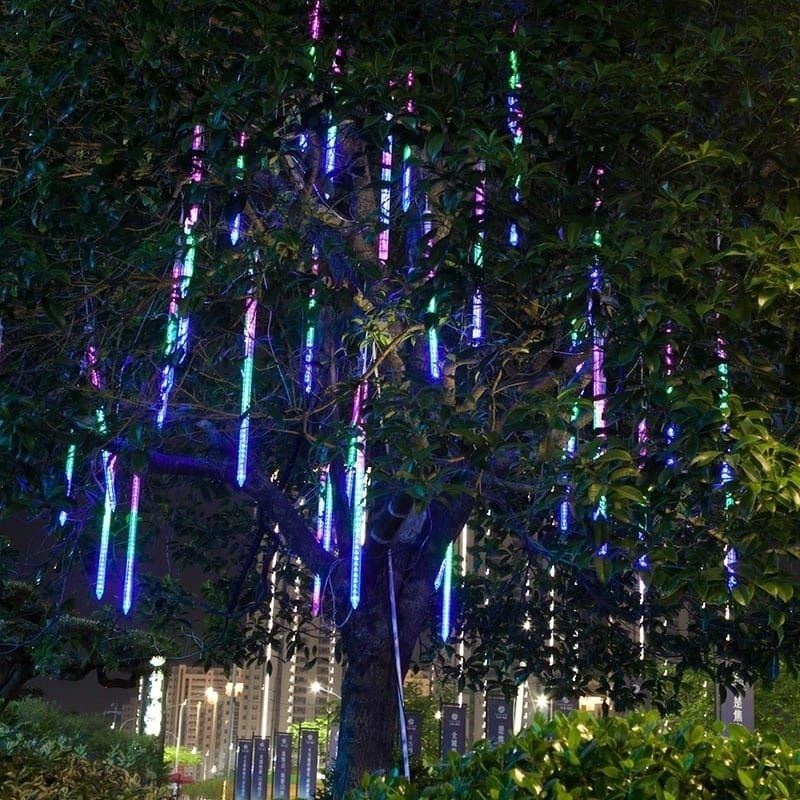 Jual {BG} LAMPU METEOR LED 1 SET 8 TUBES RAINBOW RGB RAIN SNOW HIASAN ...