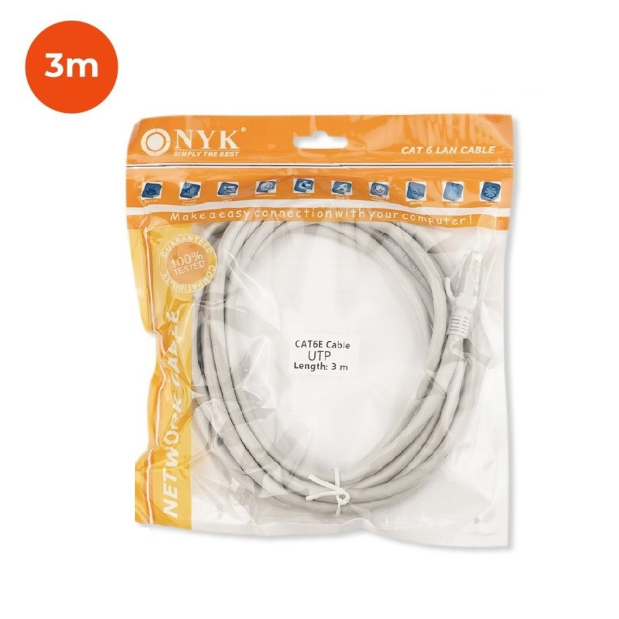 Jual NYK 3m Kabel LAN PREMIUM UTP RJ45 RJ-45 CAT 6 LANSUNG PAKAI ORI ...