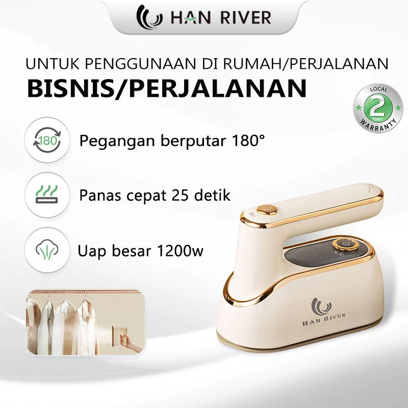 HAN RIVER Setrika Uap Portabel Setrika Portable Travel Setrika Uap 2 in 1 Setrika Besi