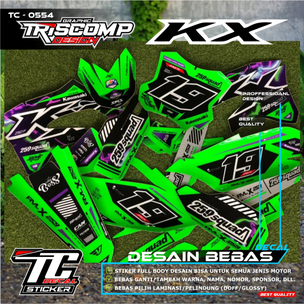 Jual Sticker Motor Decal KX 250 / KX 250 F / KX 450 / KX 85 Fullbody ...