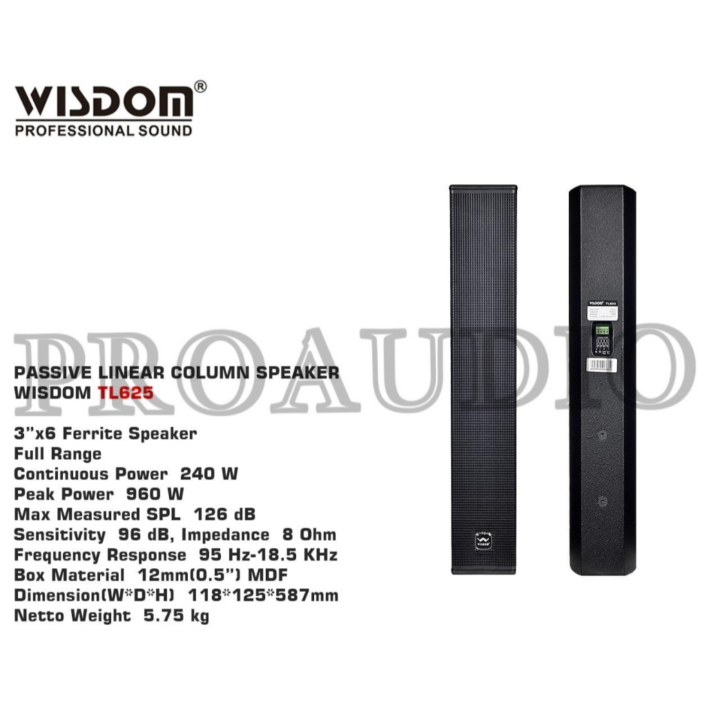 Jual SPEAKER PASIF COLUMN WISDOM TL625 | TL 625 ORIGINAL WISDOM 240 ...