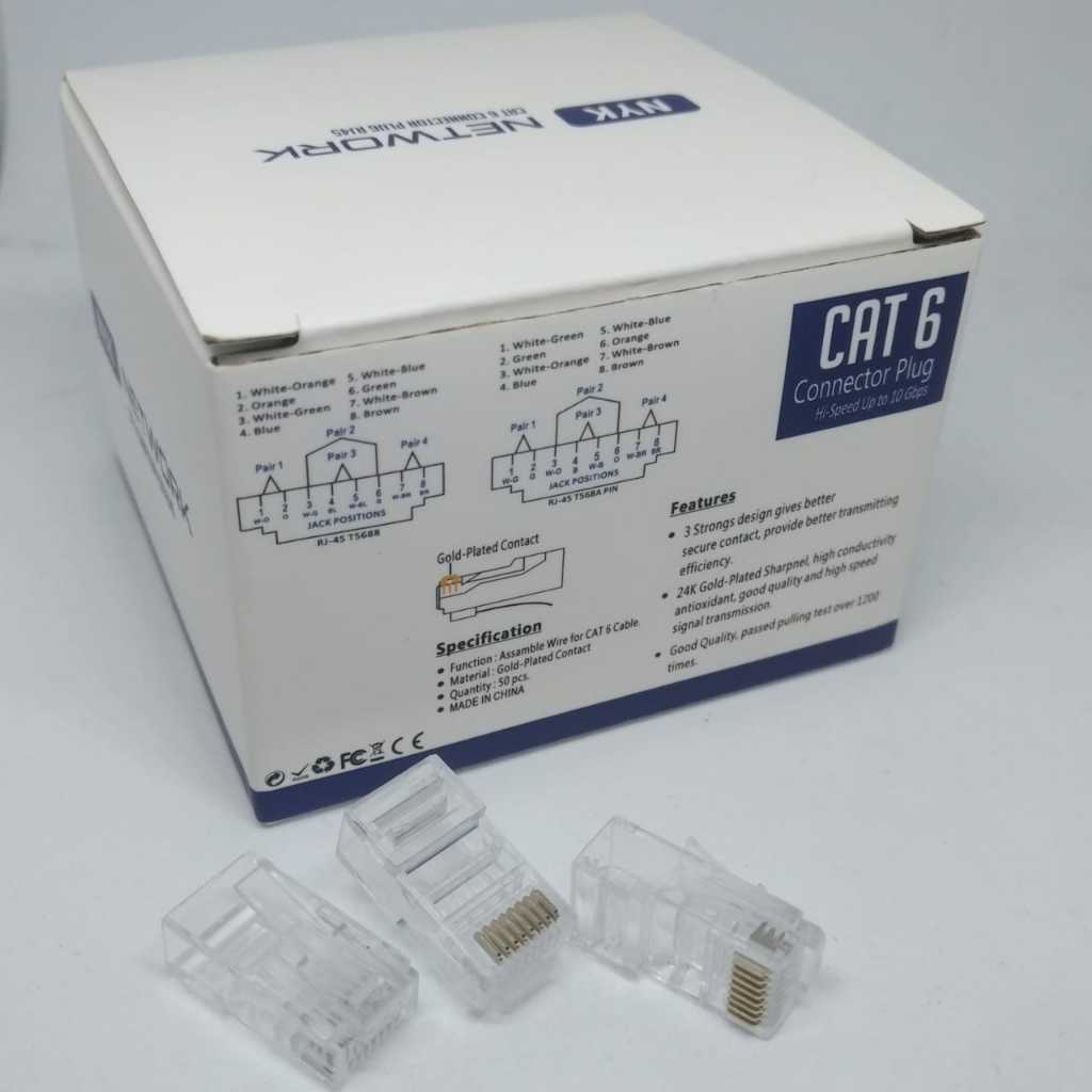Jual Connector RJ45 CAT 6 NYK Isi 50Pcs | Shopee Indonesia