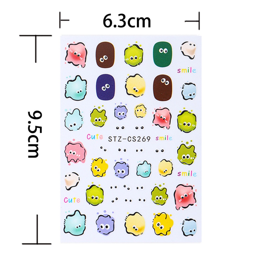 Jual Stiker Kuku 5D Kartun Cartoon Jelly Lucu Sticker Nail Campur Emoji ...