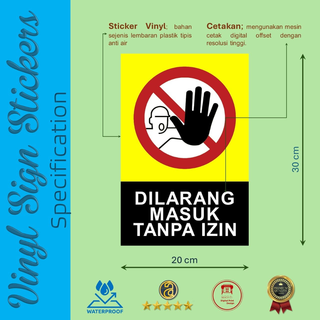 Jual Sticker Vinyl 20x30 cm Safety Sign Rambu K3 Stiker Peringatan ...