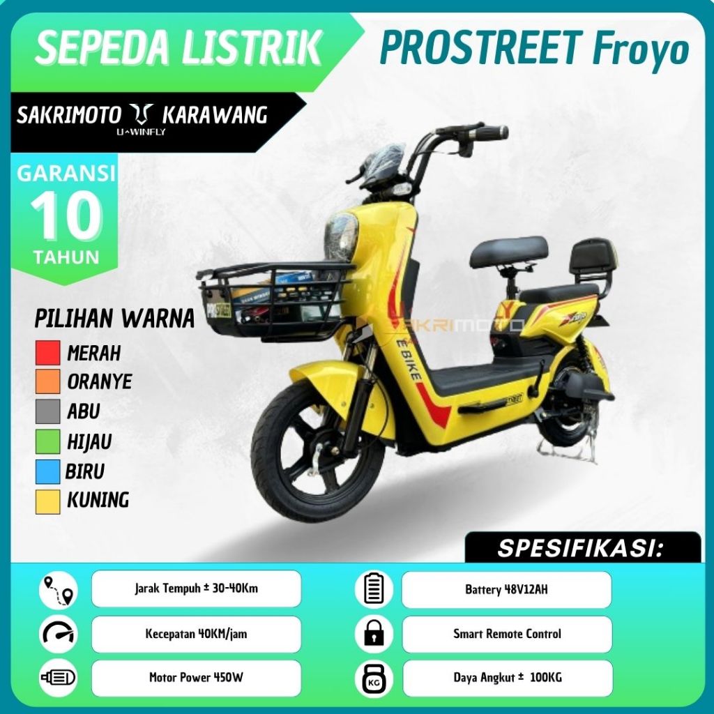 Jual Sepeda listrik Garansi PRO STREET Froyo 500w Karawang | Shopee ...