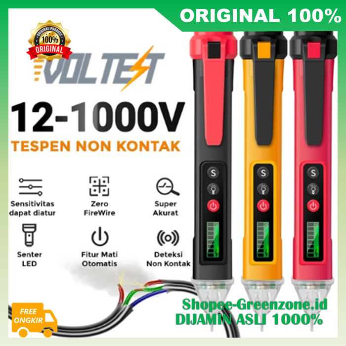 Jual Tespen Sensor Detektor Voltase Tester Elektrik AC/DC 12-300 V 100% ...