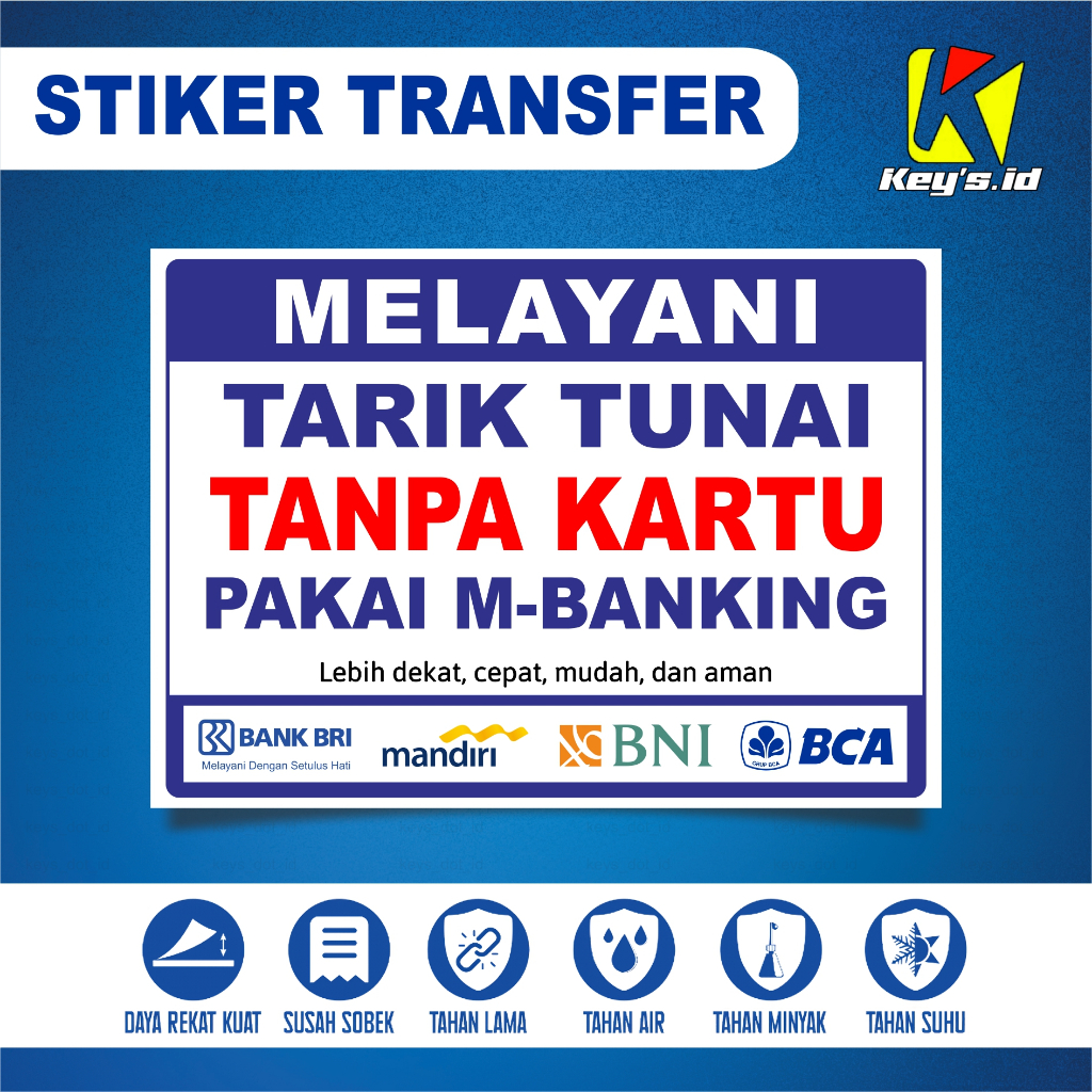 Jual STIKER MELAYANI TARIK PAKAI M-BANKING, STICKER BANK TRK TUNAI ...