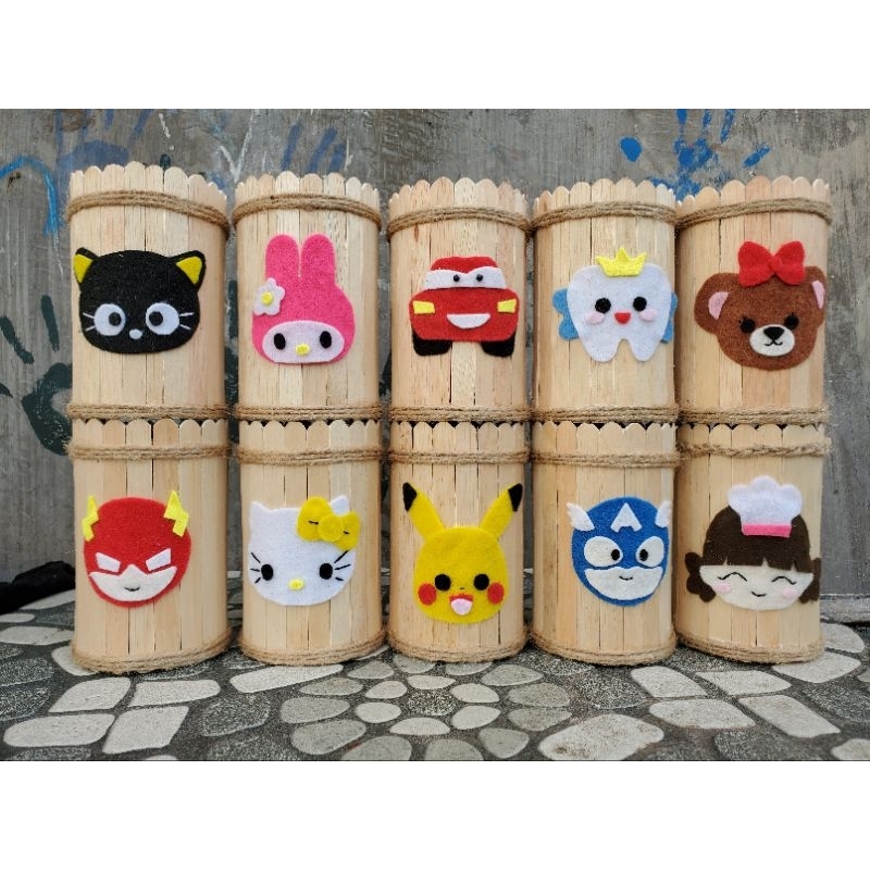 Jual tempat pensil/daur ulang kaleng dan stik es krim/prakarya daur