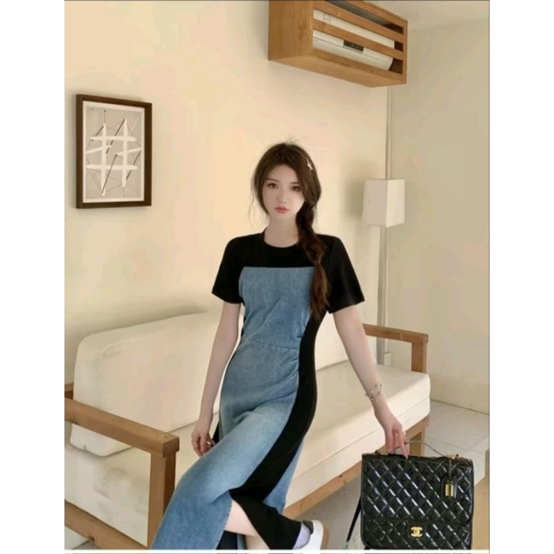 Jual SEVEN.CLOTH - Meli Dress / Dress Kombinasi / Dress Jeans / Scuba ...