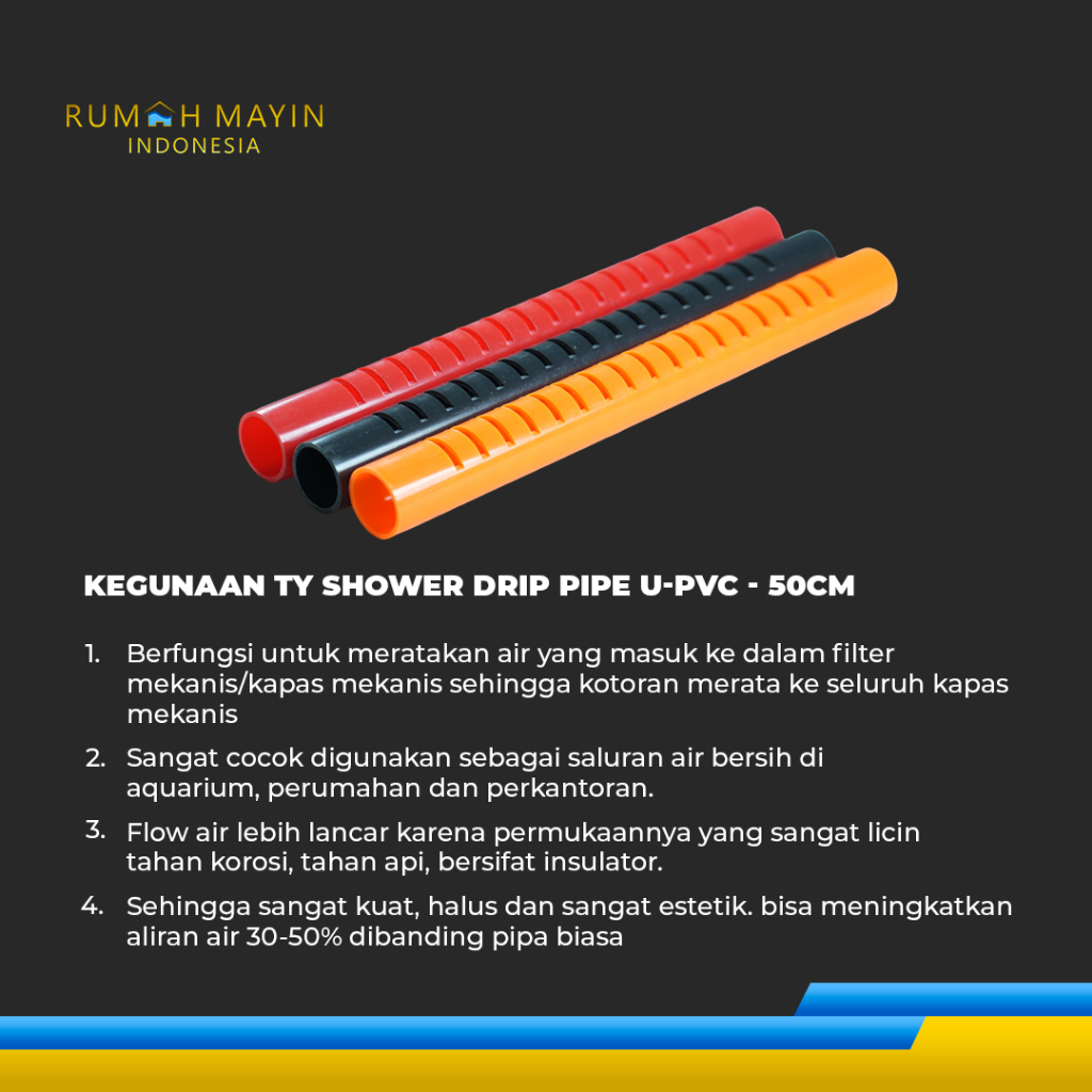 Jual TY Rain Shower Drip Pipe Pipa U-PVC by 3 Pawns - Panjang 50cm ...