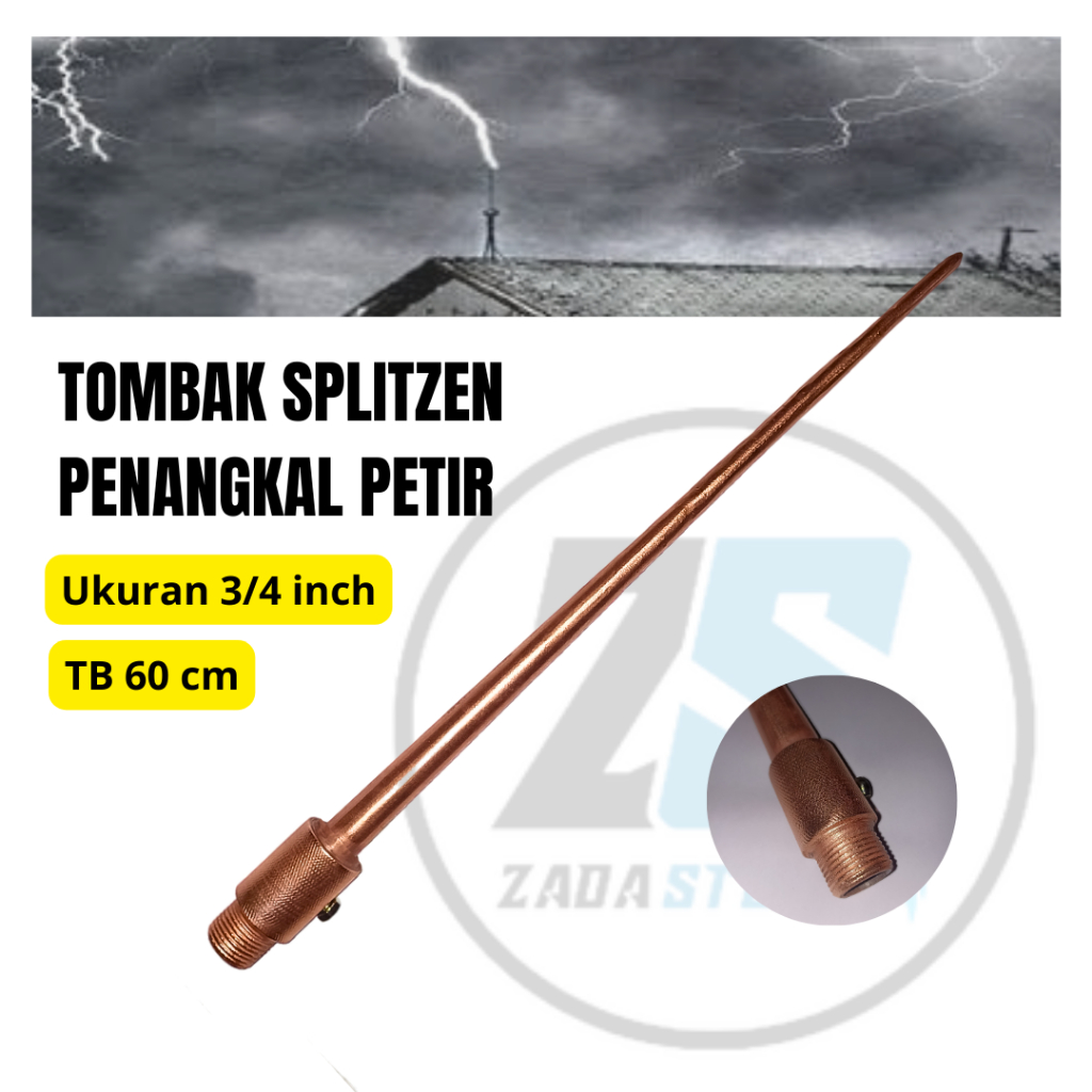 Jual Penangkal Anti Petir Untuk Rumah Tombak Splitzen 3/4 inch TB 60 cm ...
