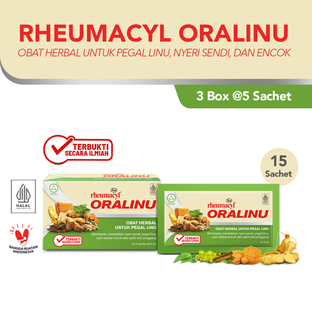 rheumacyl ORALINU Pegal Linu Obat Herbal 3 Folding Box @5 Sachet [06.2027]