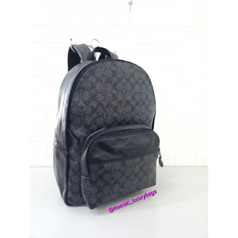 coach houston backpack in signature canvas Outlet Ethan Outside zip and slip pockets Adjustable shoulder straps 11 3/4 (L) x 15 3/4 (H) x 4 1/4 (W) Style No Coach Court Backpack now available