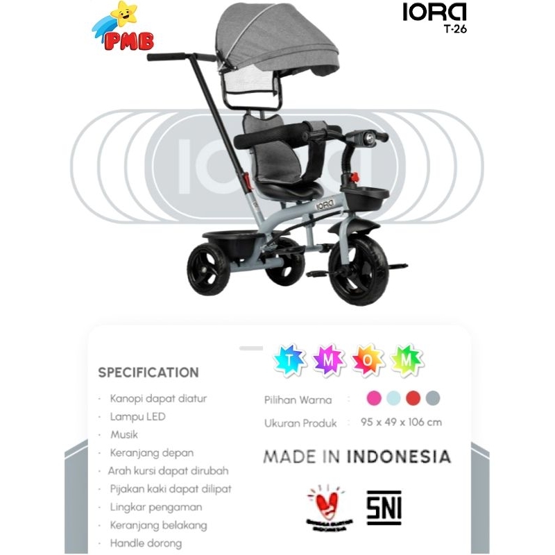 Jual Sepeda Stroller Roda 3 PMB Iora T25 T-25 Iora T26 T-26 Iora T27 T ...
