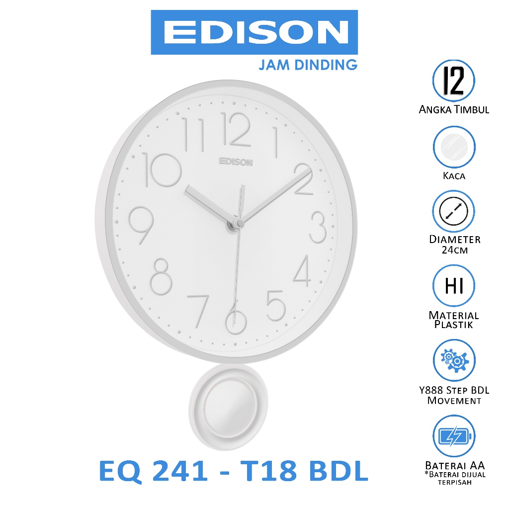Jual Jam Dinding Bandul Edison EQ 241 T18 Bandul Diameter 240mm 24cm ...