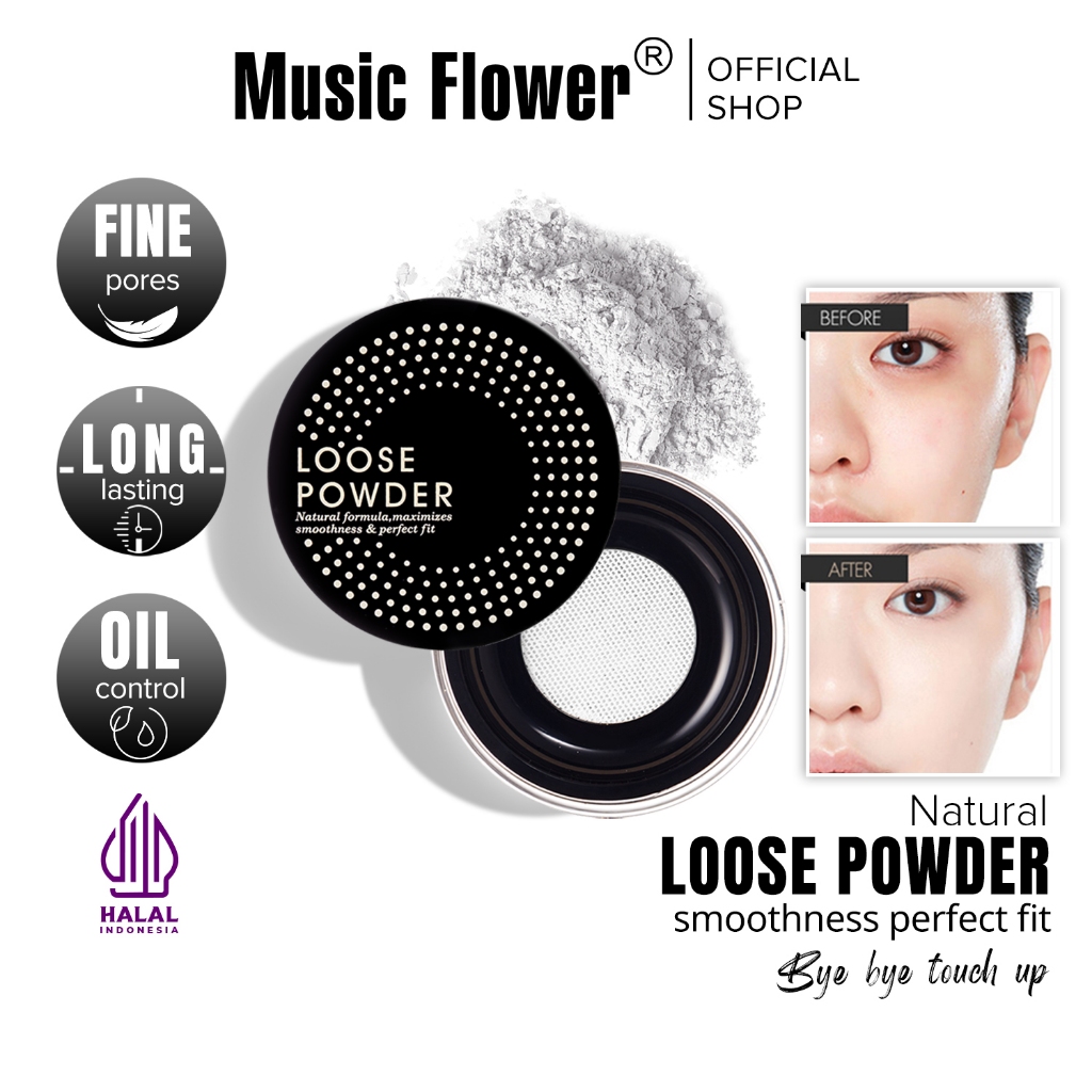 Jual Music Flower Natural LOOSE POWDER Smoothess Perfect Fit - Bedak ...