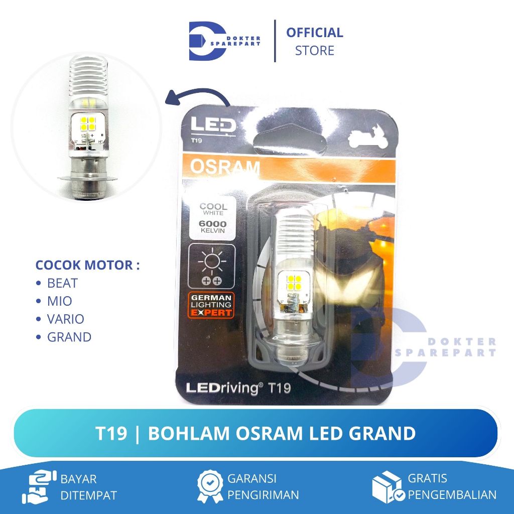 T19 BOHLAM OSRAM LAMPU LED DEPAN OSRAM LED AC/DC PUTIH SUPER TERANG / BEAT / MIO / VARIO / GRAND