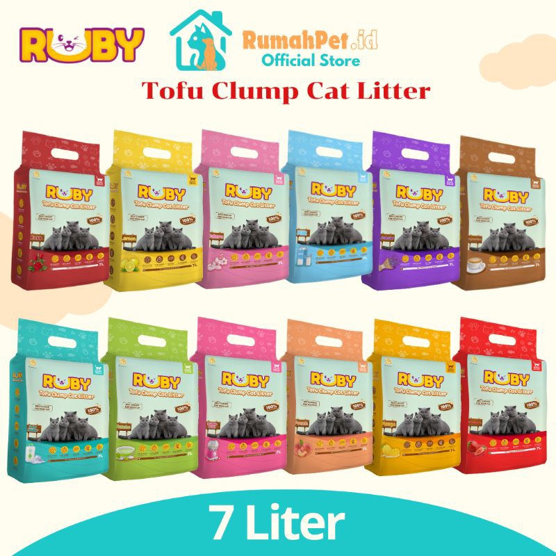 Jual Ruby Soya Tofu Clump Cat Litter 7 Liter Ruby Pasir Kucing Gumpal ...