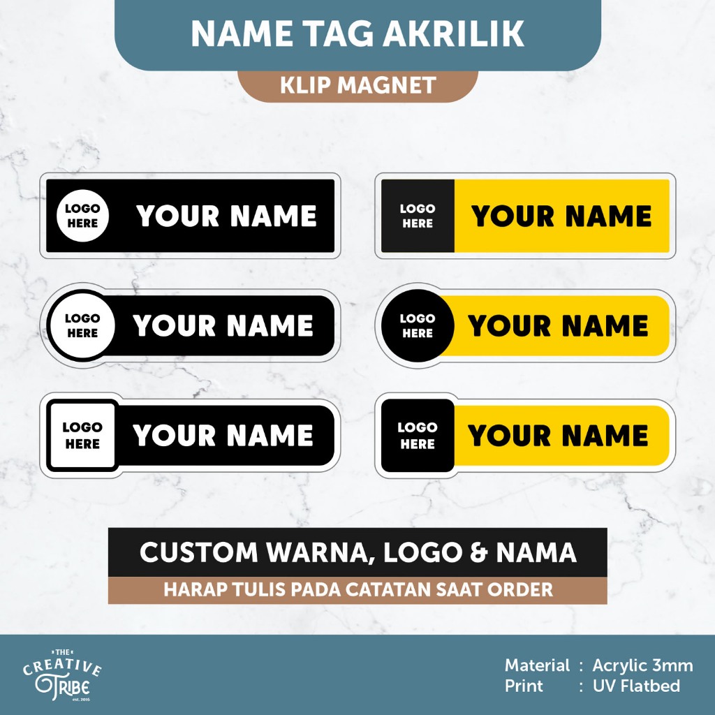 Jual Custom Logo Warna Nama - Name Tag Akrilik Magnet - Papan Nama Dada ...