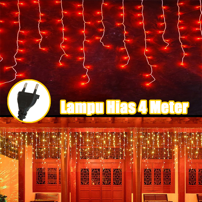 Jual Anbolt【ready Stock】2024 Lampu Natal Kelap Kelip 4 1 Meter Lampu Lampu Peri Led Lampu Tirai