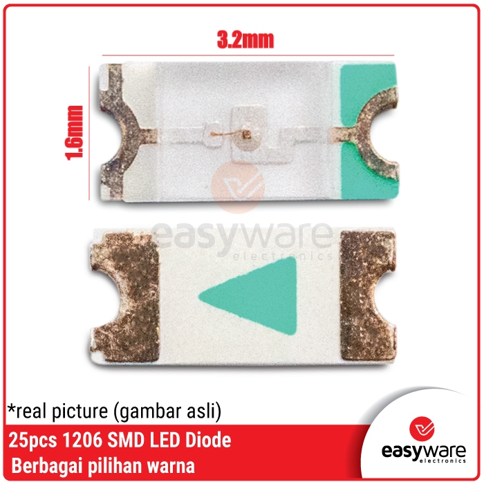 Jual 25x LED SMD 1206 Merah/Hijau/Biru/Kuning/Putih/Oranye/Putih Hangat ...